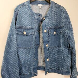 Time and Tru Women's Clip Dot Denim Jacket, Size XL. NWOT.